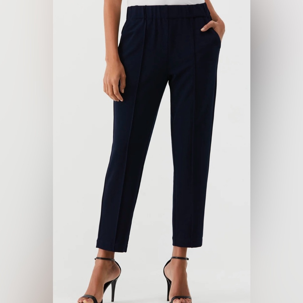 Women’s 16 Navy Pull-On Crepe Ankle Pants Stretch Elastic Waist-‎ Rafaella
